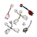 14g Titanium Teardrop Crystal Belly Ring