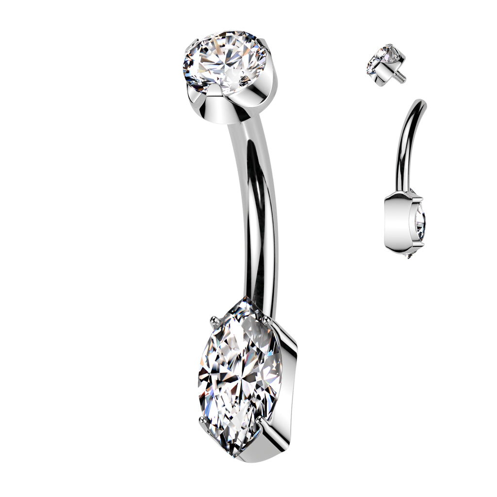 14g Titanium Marquise Crystal Belly Ring