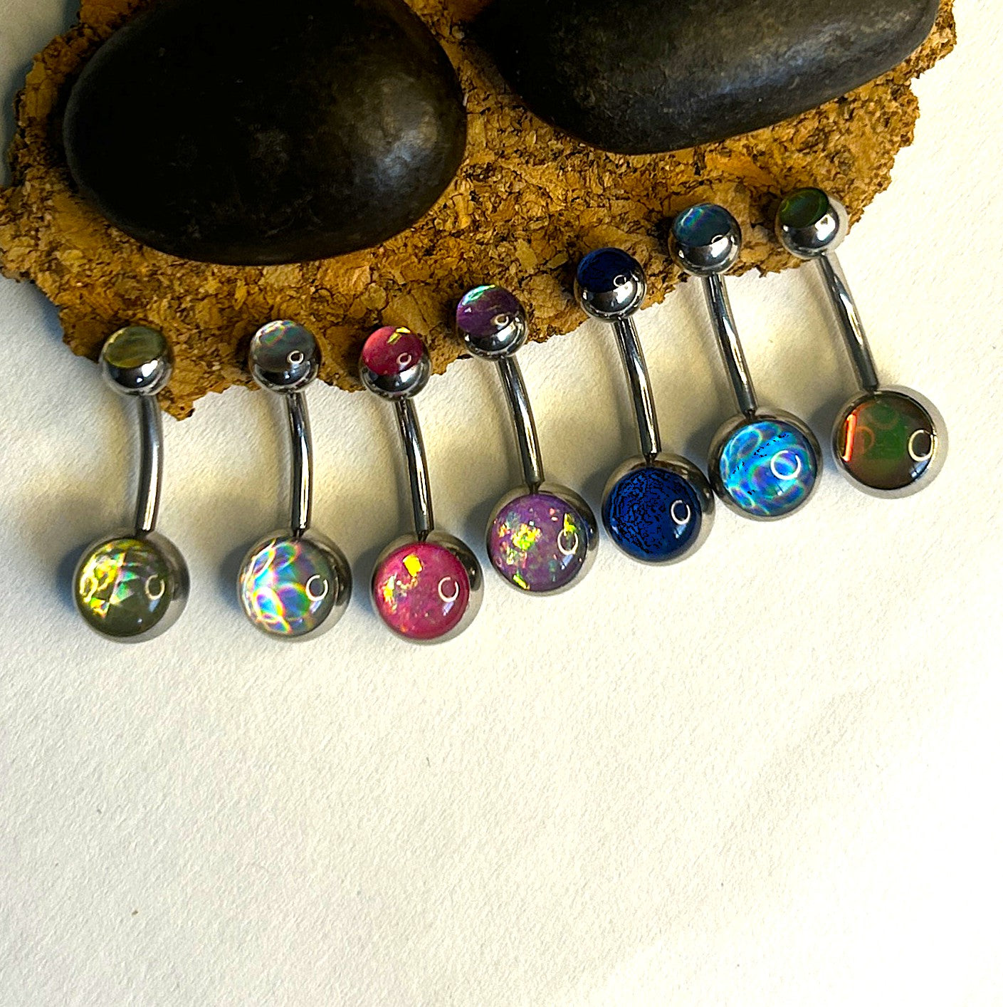 Steel Holographic Belly Ring