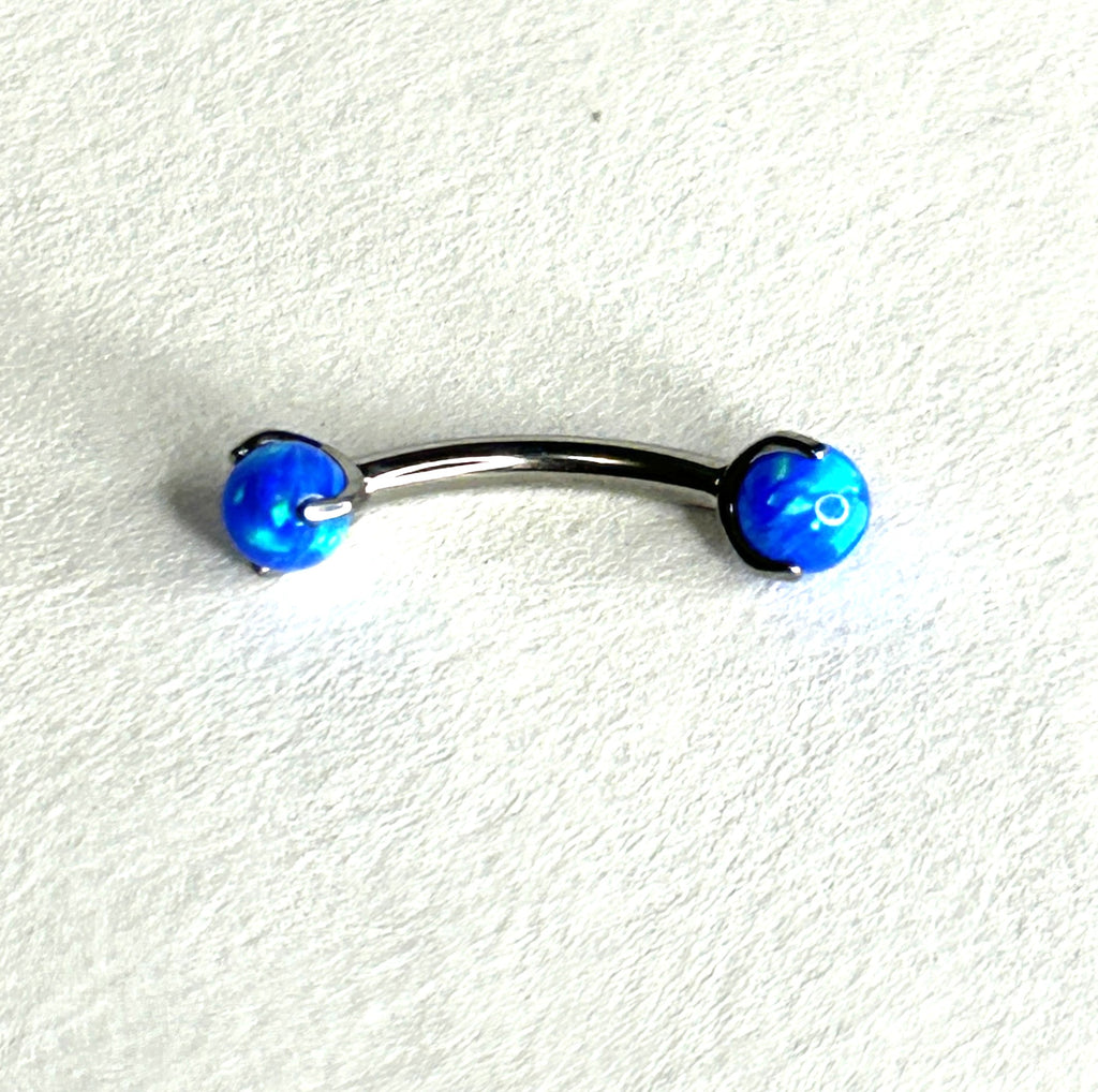 Titanium 16g Opal Claw-Set Curved Barbell