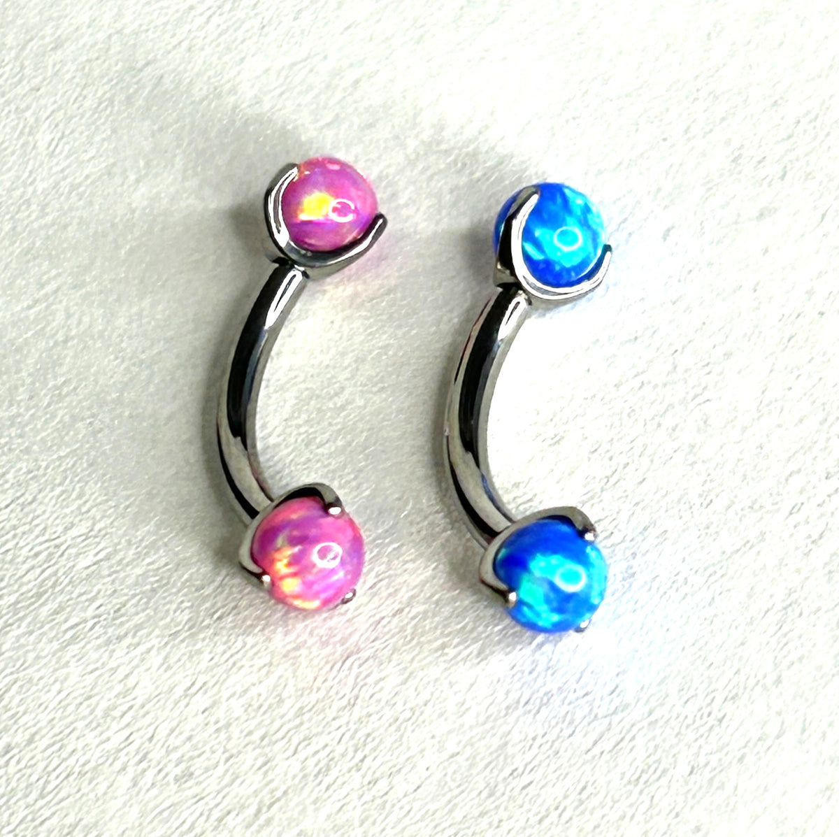 Titanium 16g Opal Claw-Set Curved Barbell