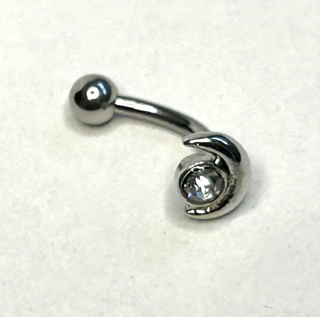 16g Steel Crescent Moon Gem Curved Barbell