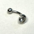 16g Steel Crescent Moon Gem Curved Barbell