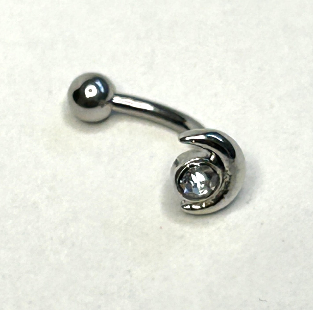 16g Steel Crescent Moon Gem Curved Barbell