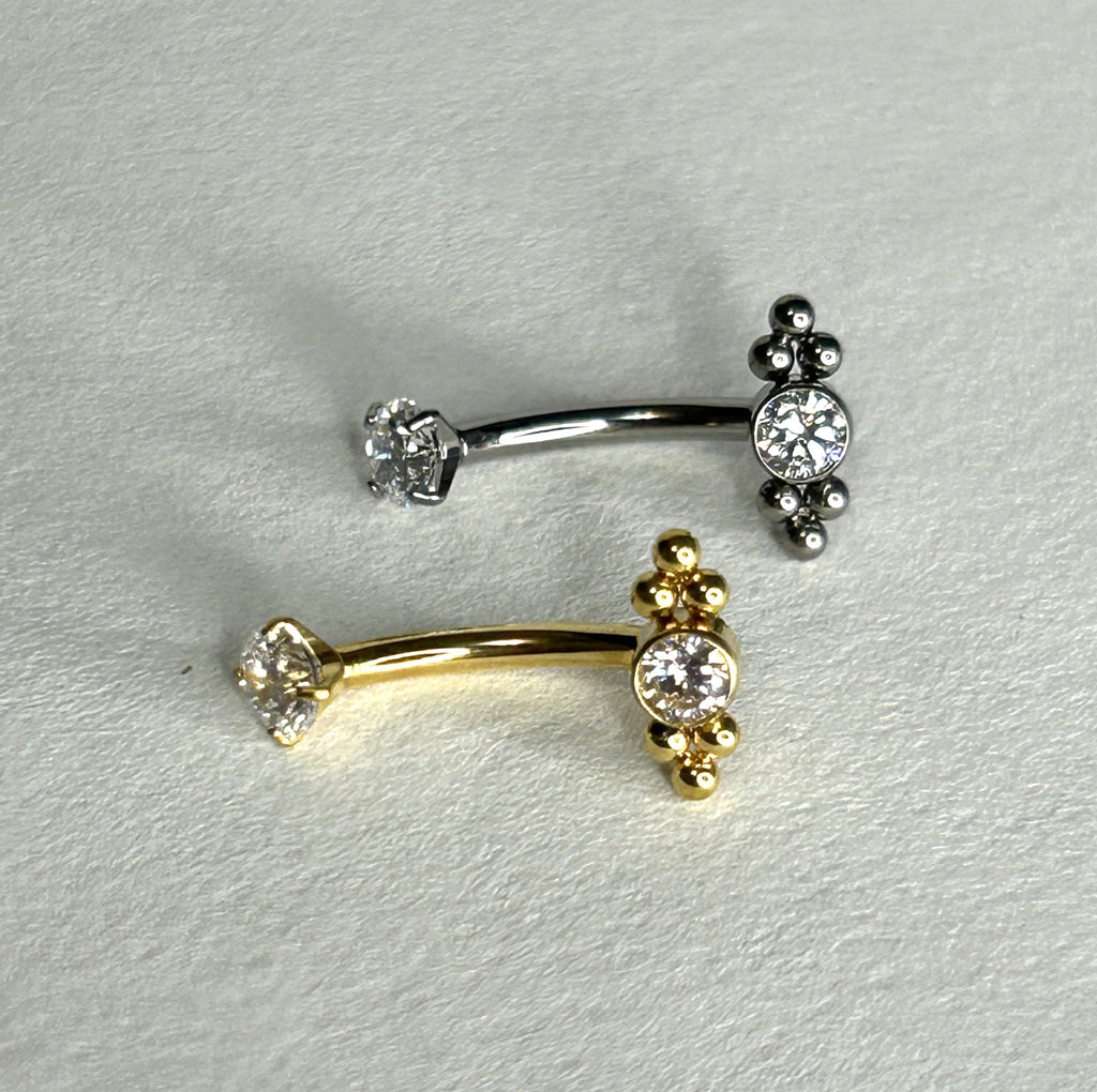 Titanium 16g Crystal Beaded Curved Barbell