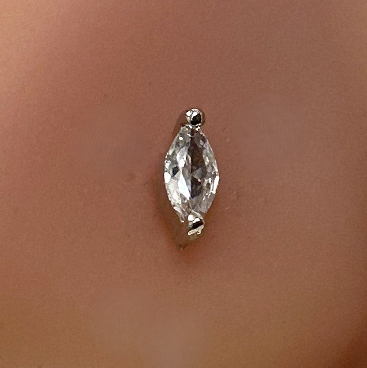 Marquise Nose Ring — Steel L-Bend
