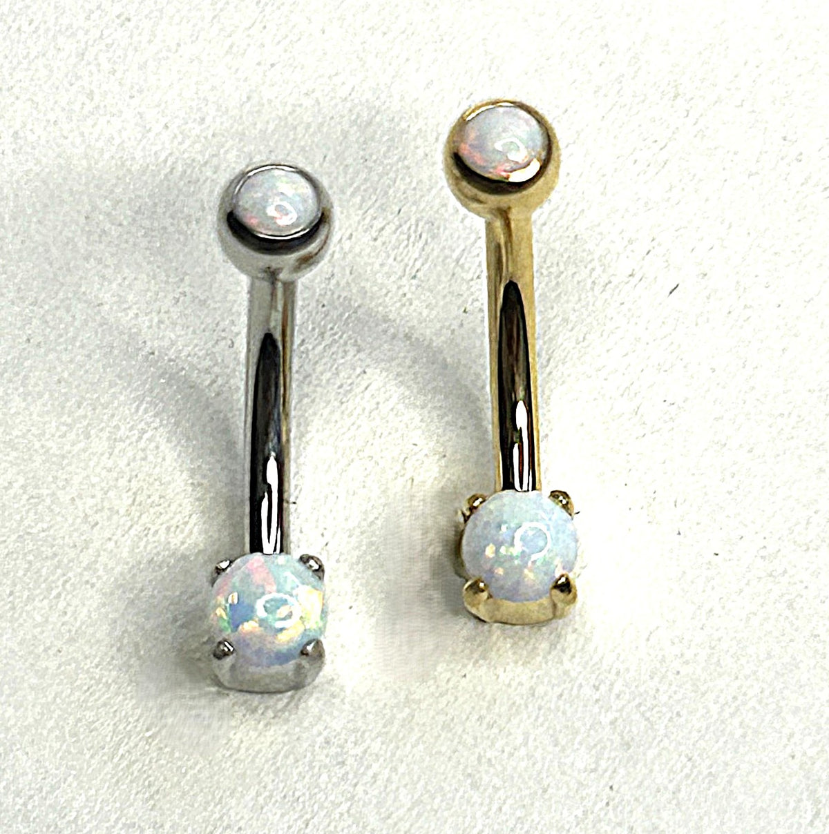 16g Flat Bottom Opal Curved Barbell