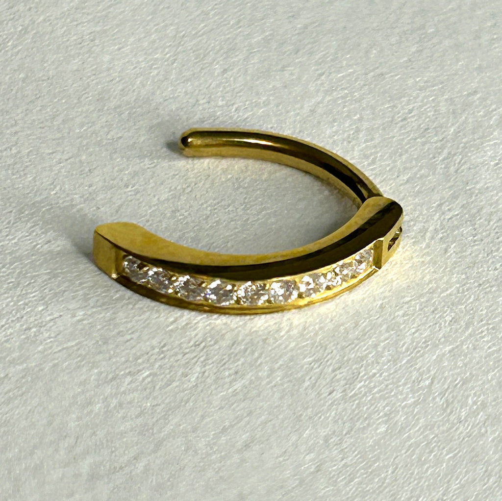 Gold and Black Titanium 16g Crystal Curved Clicker