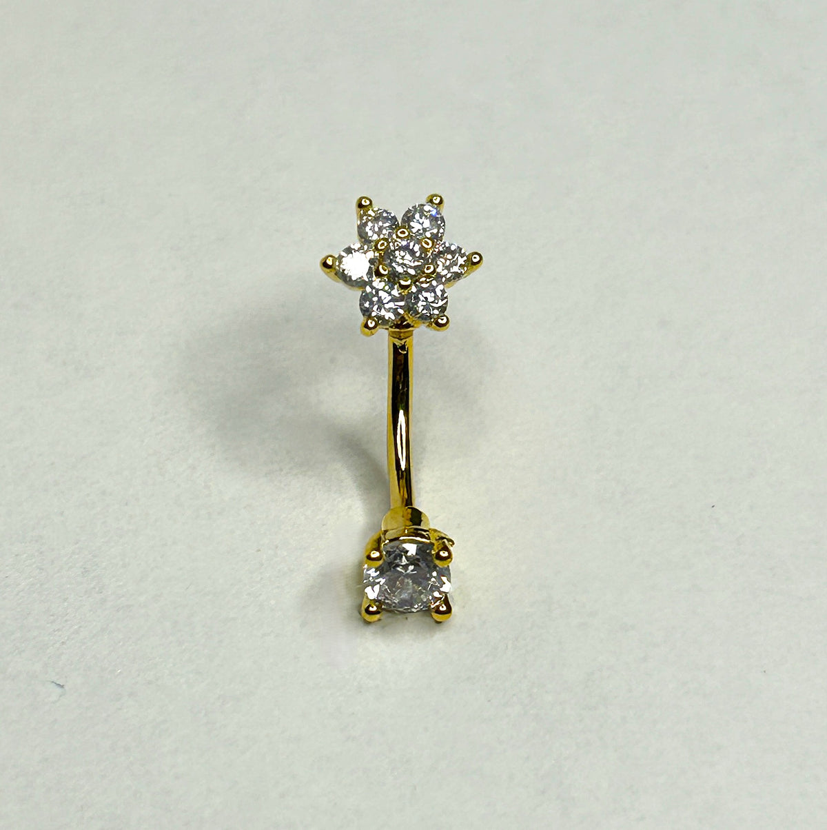 16g Steel Crystal Flower Curved Barbell