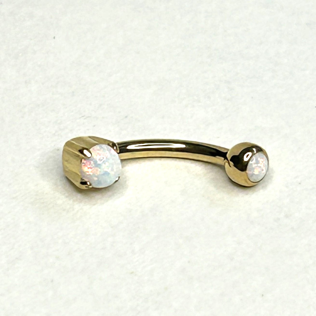 16g Flat Bottom Opal Curved Barbell