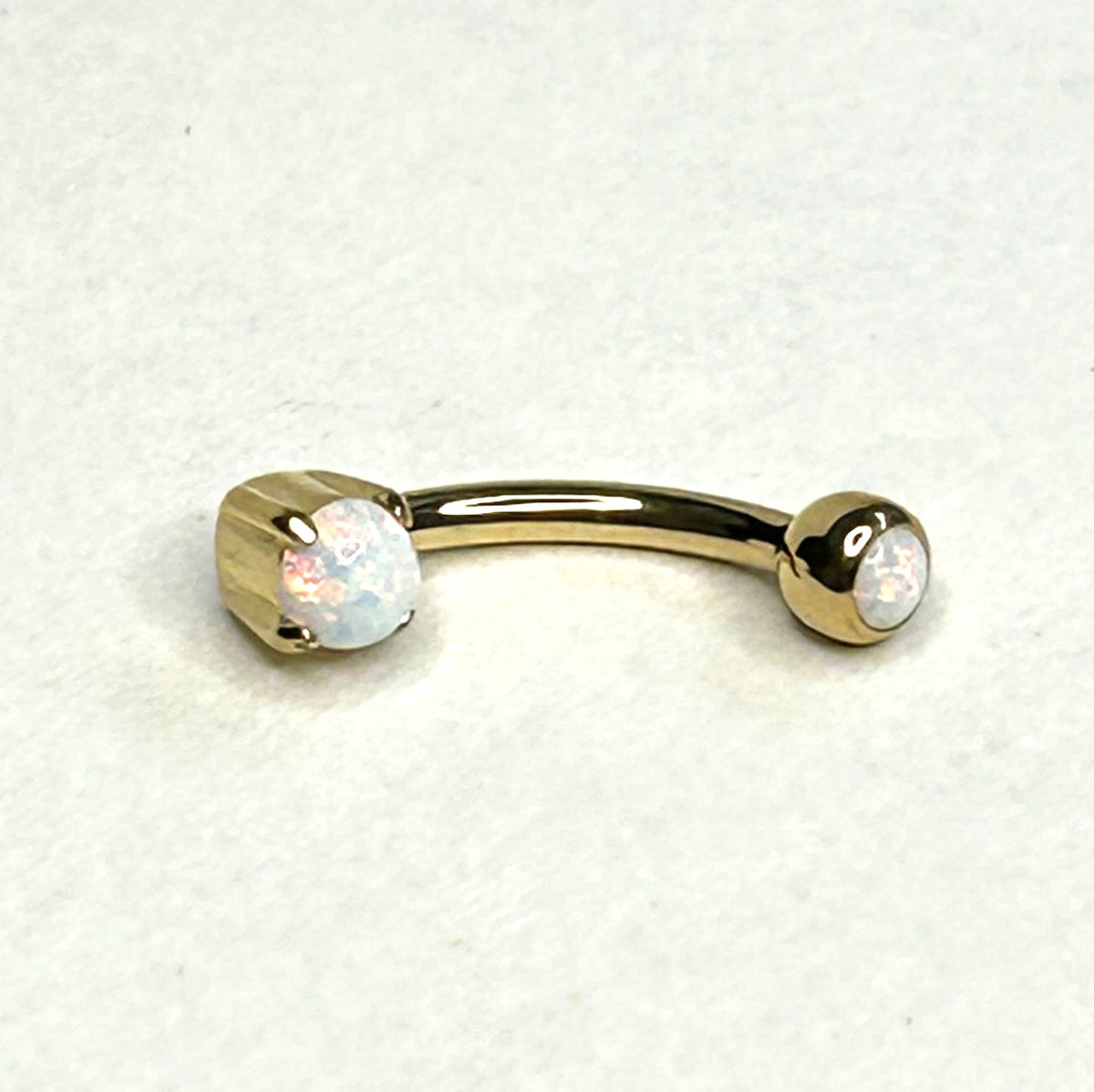 16g Flat Bottom Opal Curved Barbell