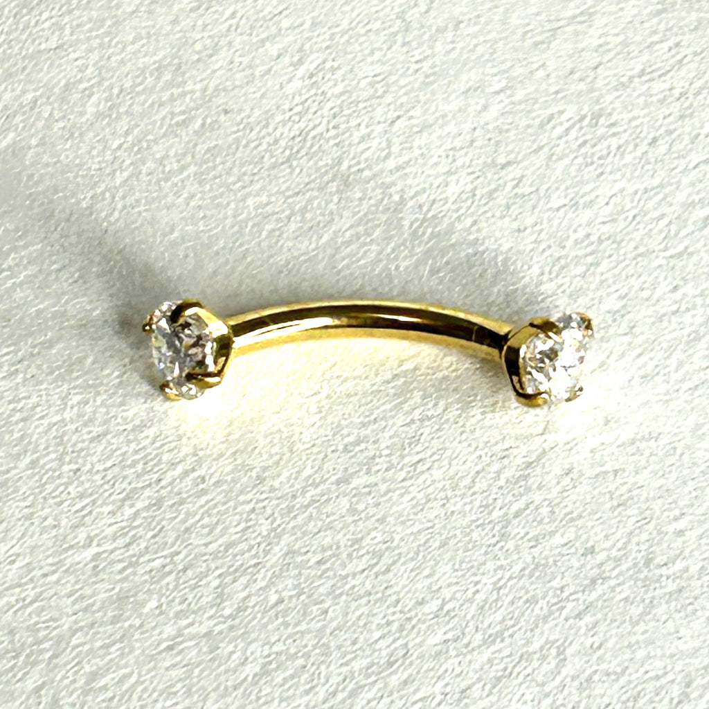 Titanium 16g Crystal Claw-Set Curved Barbell