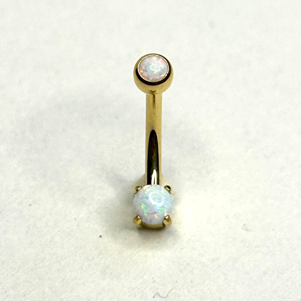 16g Flat Bottom Opal Curved Barbell