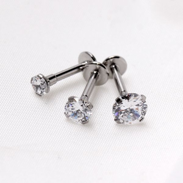 16g Steel Round Crystal Flat Back Stud