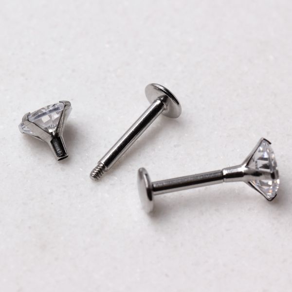 16g Steel Round Crystal Flat Back Stud