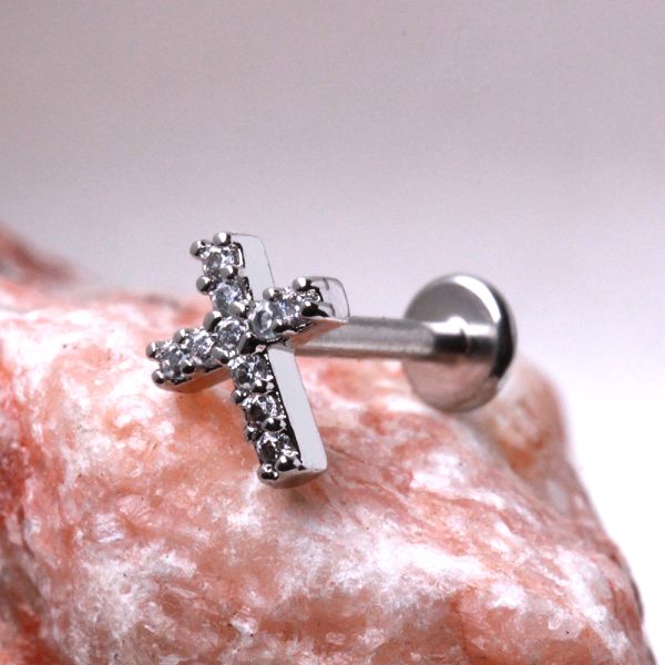 16g Crystal Cross Flat Back Stud – 8mm