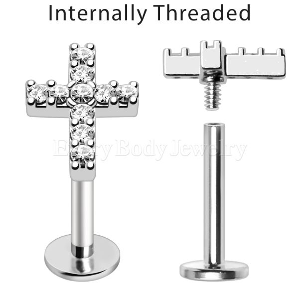 16g Crystal Cross Flat Back Stud – 8mm