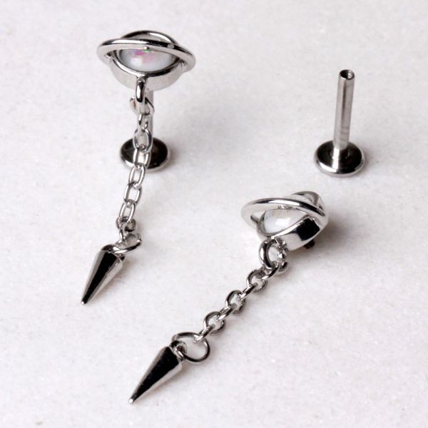 16g Steel Opal Planet Dangle Flat Back Stud
