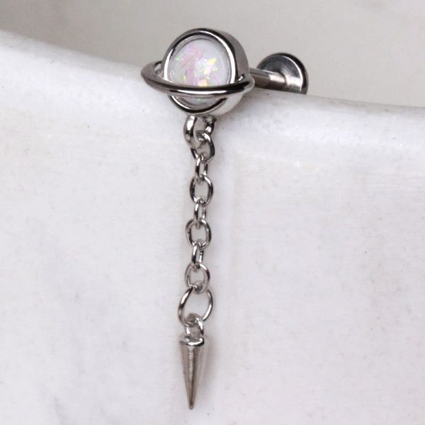 16g Steel Opal Planet Dangle Flat Back Stud