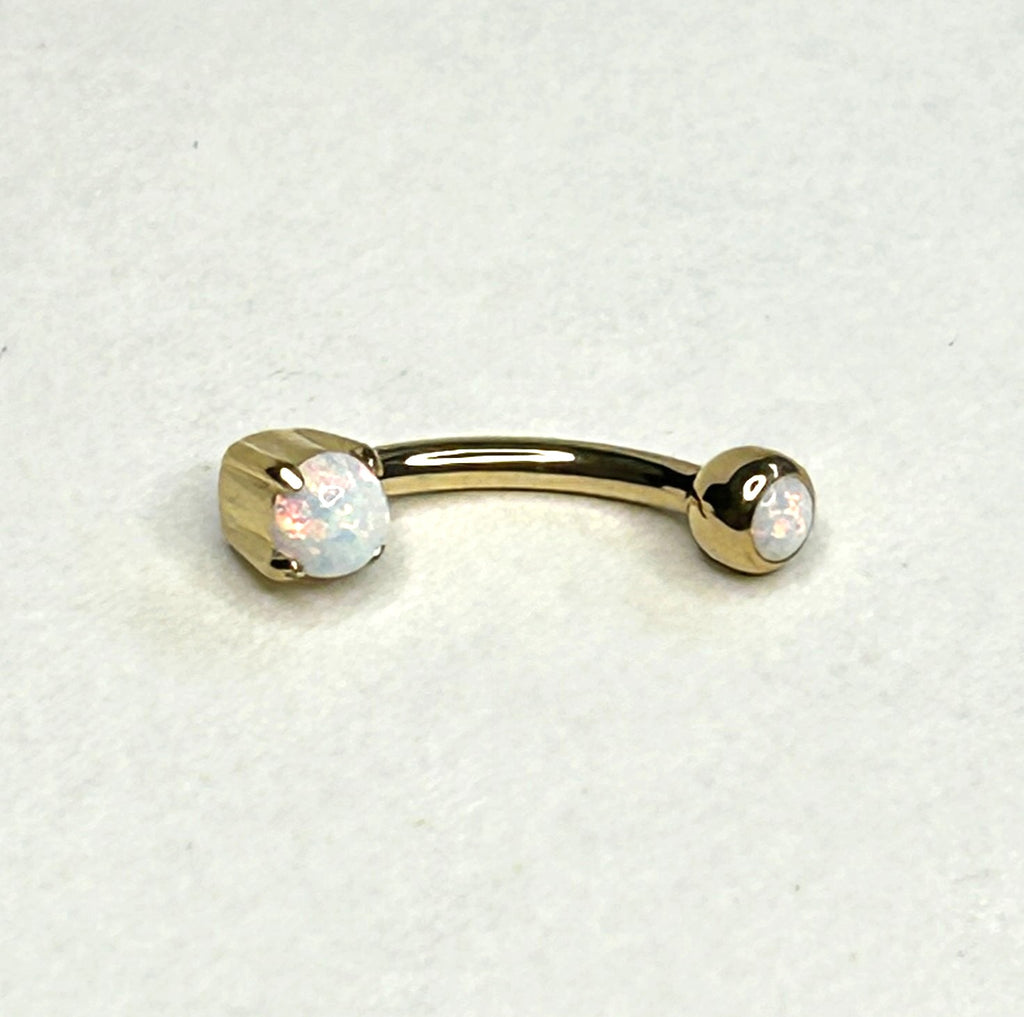 16g Flat Bottom Opal Curved Barbell