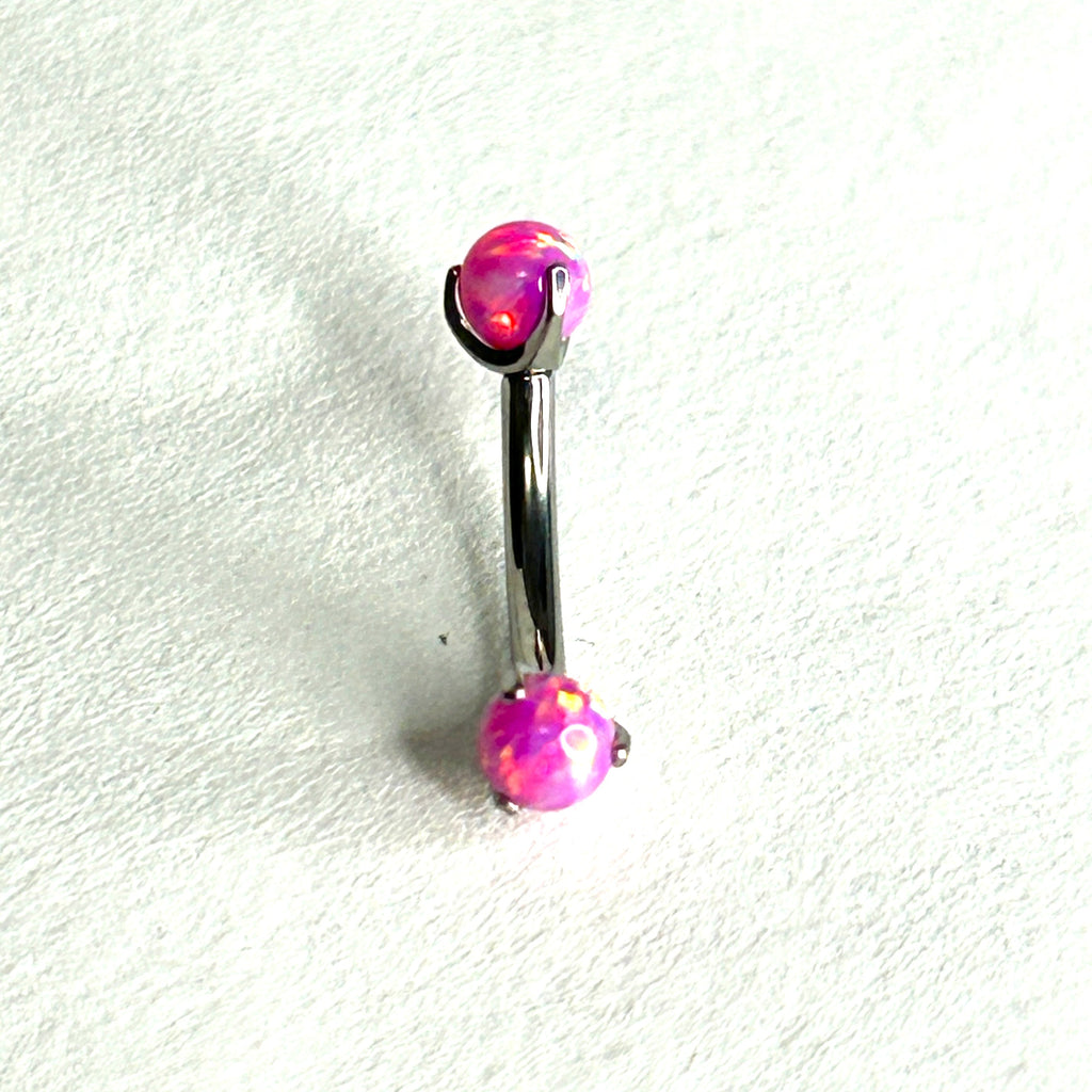 Titanium 16g Opal Claw-Set Curved Barbell