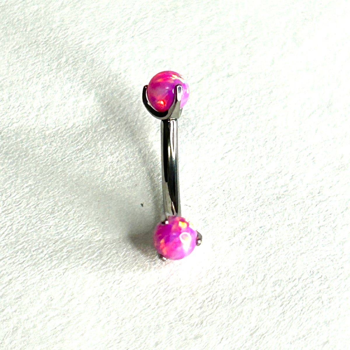 Titanium 16g Opal Claw-Set Curved Barbell