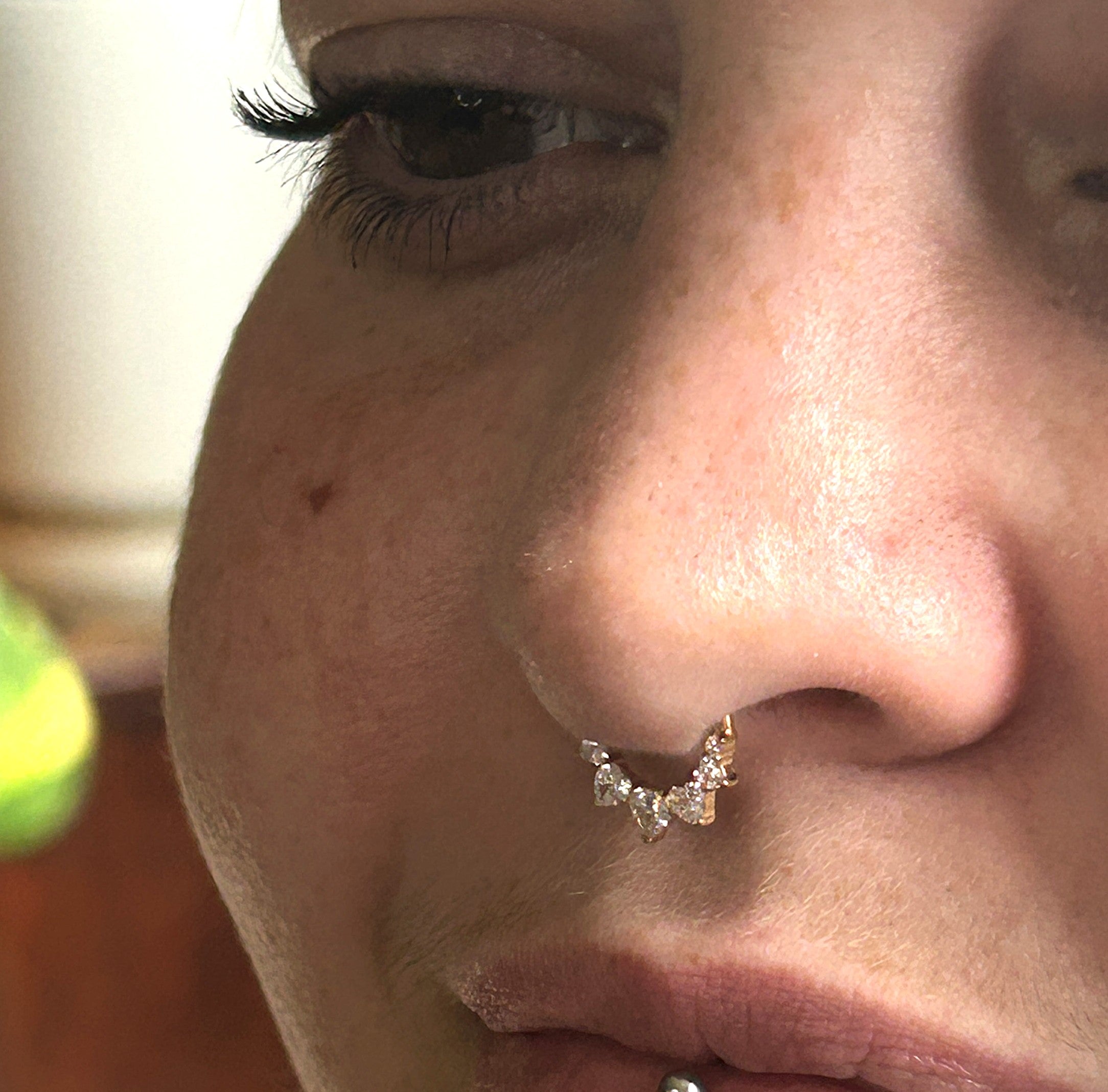 Titanium 16g Five Heart Crystal Clicker
