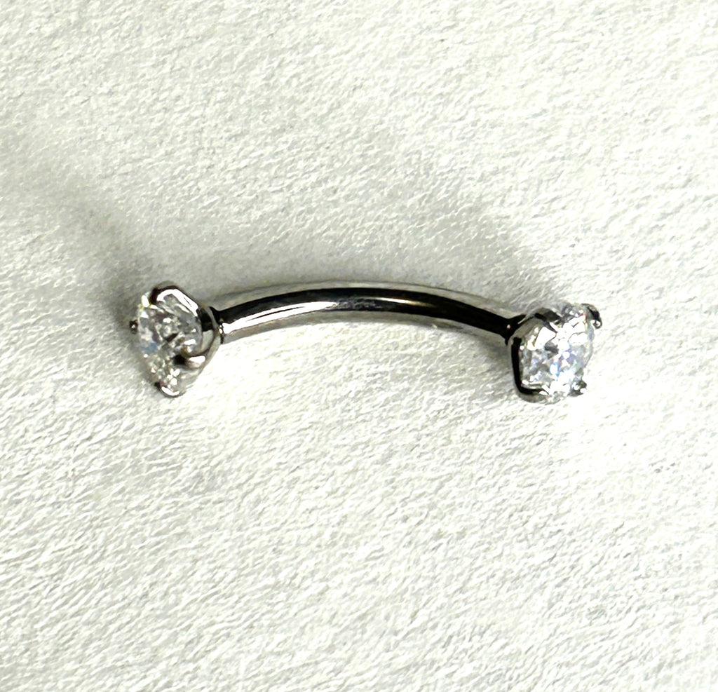 Titanium 16g Crystal Claw-Set Curved Barbell