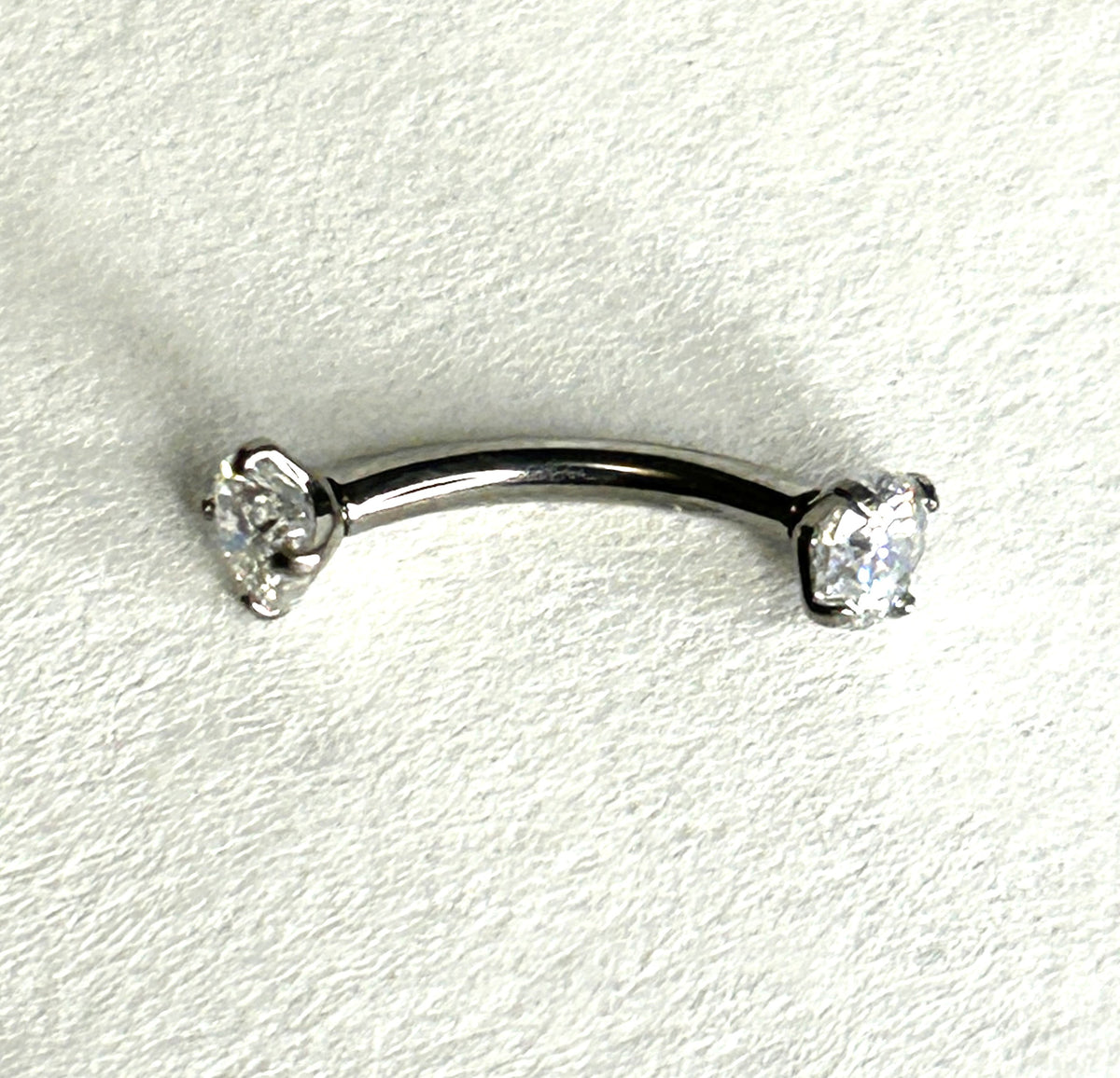 Titanium 16g Crystal Claw-Set Curved Barbell