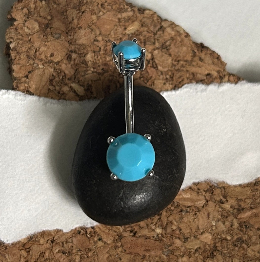 Turquoise Prong Set Belly Ring